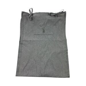 Brunello‎ Cucinelli Gray Cotton Ribbon Ties Scarf Travel Bag 13x17